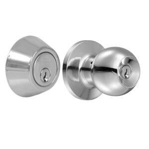 Combo de pomo tubulares de bola función doble, acero inoxidable, llave estándar, blíster Lock - Ferrechingón