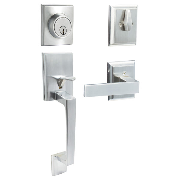 Gatillo rectangular sólido para entrada función sencilla, níquel satinado, visual Lock Gatillo rectangular sólido para entrada función sencilla, níquel satinado, visual Lock - Ferrechingón
