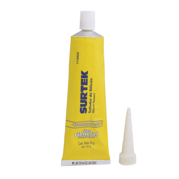 Silicón en tubo transparente, 70 gr Surtek - Ferrechingón
