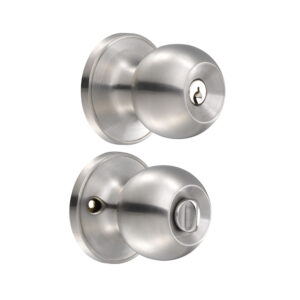 Pomo tubular bola función baño, acero inoxidable, llave estándar, blíster Lock - Ferrechingón
