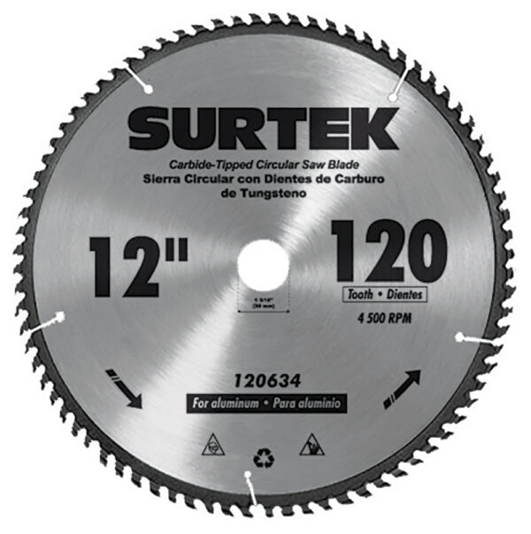Disco para sierra circular para corte aluminio 120 dientes, 12" Surtek Disco para sierra circular para corte aluminio 120 dientes, 12" Surtek - Ferrechingón