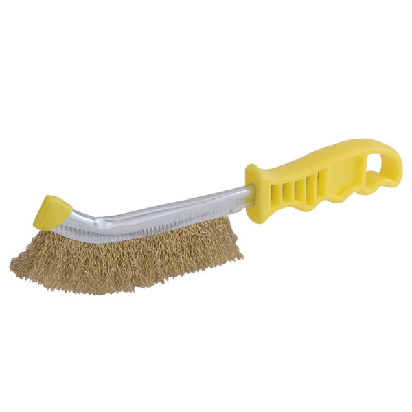 Cepillo de alambre de acero latonado anti-chispa con mango curvo Surtek - Ferrechingón