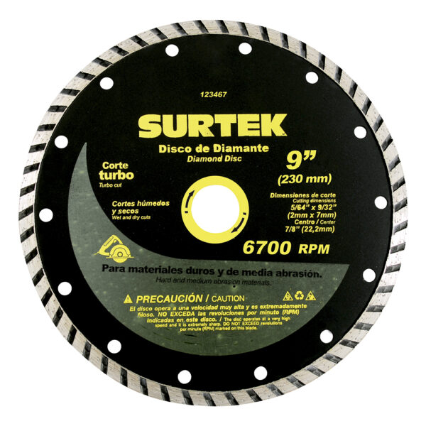 Disco de diamante turbo 9" Surtek - Ferrechingón