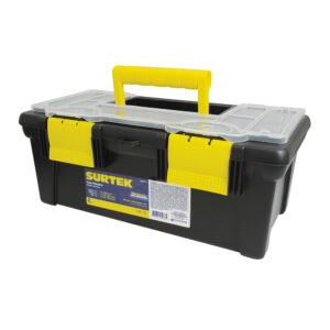 Caja portaherramientas plástica con broches plásticos y organizador 16" x 8" x 6" Surtek - Ferrechingón