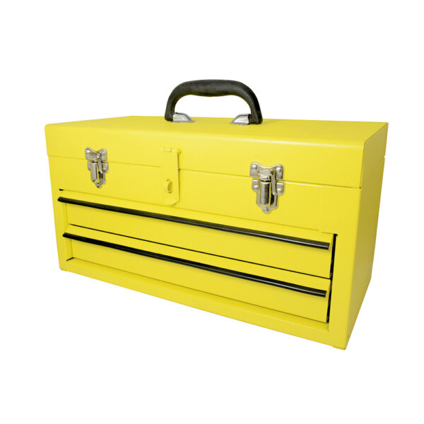 Caja portaherramientas metálica color amarillo con 2 gavetas 18" x 9" x 11" Surtek - Ferrechingón