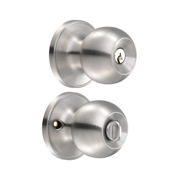 Pomo tubular bola función entrada, acero inoxidable, llave estándar, blíster Lock - Ferrechingón