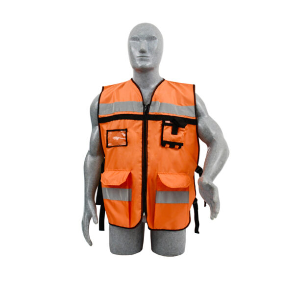 Chaleco de seguridad tipo supervisor abierto con reflejante naranja unitalla Surtek - Ferrechingón