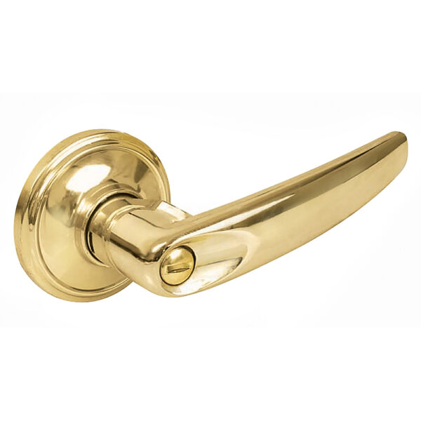 Manija tubular recta función baño, latón brillante, llave estándar, blíster Lock Manija tubular recta función baño, latón brillante, llave estándar, blíster Lock - Ferrechingón