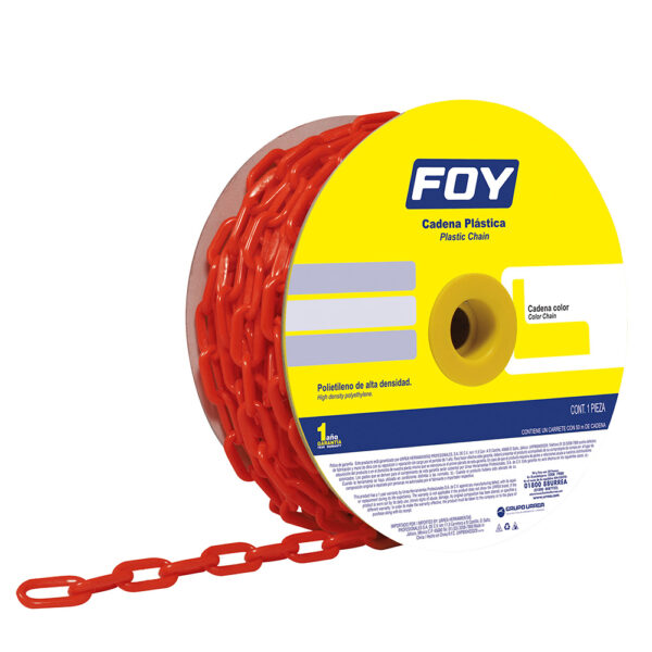 Cadena plástica calibre 3 mm de 50 m, color rojo Foy - Ferrechingón