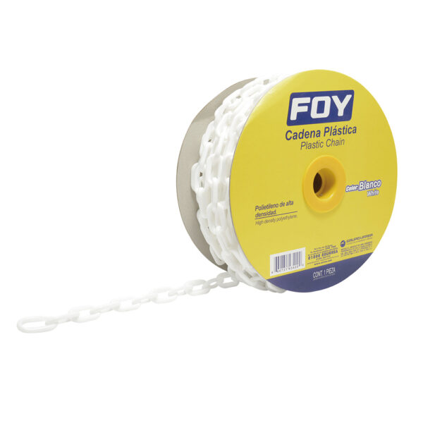 Cadena plástica calibre 3 mm de 50 m, color blanco Foy - Ferrechingón