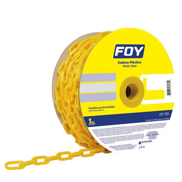 Cadena plástica calibre 3 mm de 50 m, color amarillo Foy - Ferrechingón