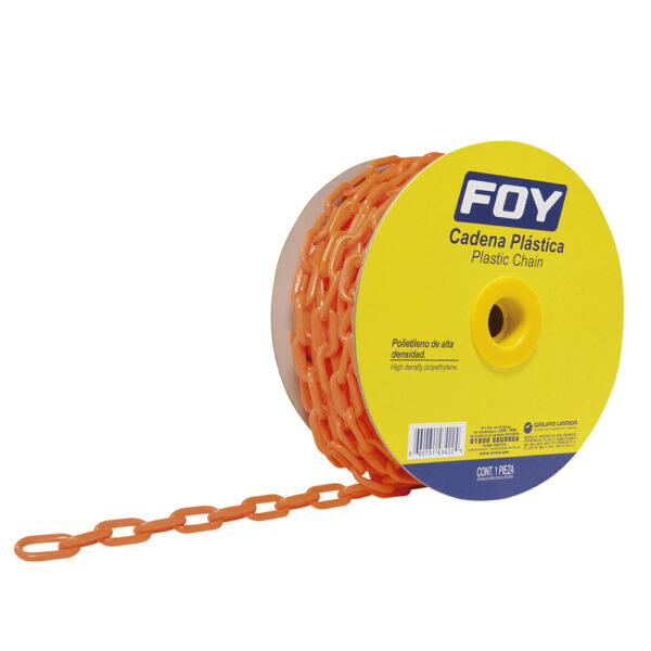 Cadena plástica calibre 3 mm de 50 m, color naranja Foy - Ferrechingón
