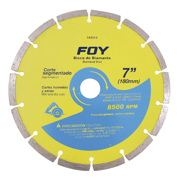 Disco de diamante segmentado, 7" Foy - Ferrechingón