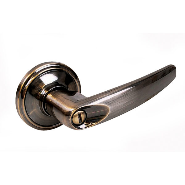 Manija tubular recta función entrada y recámara, latón antiguo, llave estándar, blíster Lock - Ferrechingón