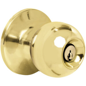 Pomo cilíndrico bola función baño, latón brillante, llave estándar, blíster Prolok - Ferrechingón