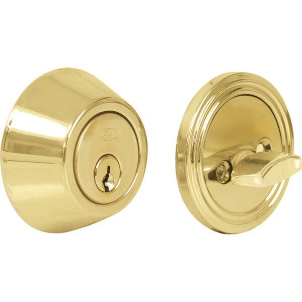 Cerrojo residencial función sencilla, latón brillante, llave estándar, blíster Lock - Ferrechingón