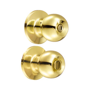 Pomo tubular bola función baño, latón brillante, blíster Lock - Ferrechingón