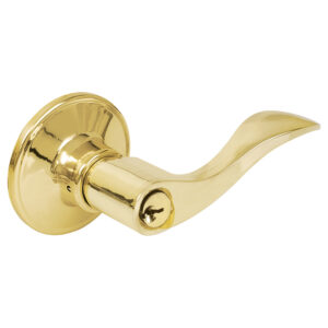 Manija tubular curva función entrada y recámara, latón brillante, llave estándar, blíster Lock - Ferrechingón