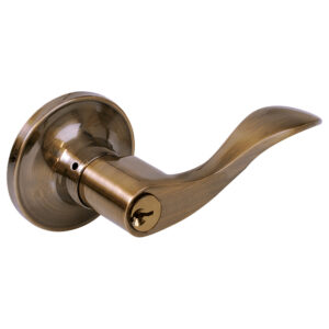 Manija tubular curva función entrada y recámara, latón antiguo, llave estándar, blíster Lock - Ferrechingón