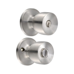 Pomo tubular copa recta función baño, latón antiguo, llave estándar, blíster Lock - Ferrechingón