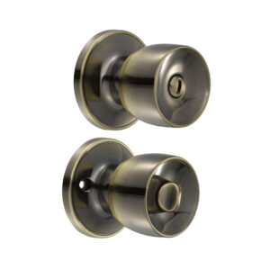 Pomo tubular copa recta función recámara, latón antiguo, llave estándar, blíster Lock - Ferrechingón