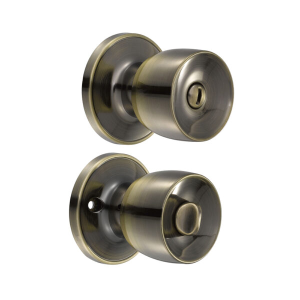 Pomo tubular copa recta función recámara, latón antiguo, llave estándar, blíster Lock - Ferrechingón