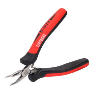 Pinza para electrónica con mango antiestático de 5" punta larga doblada a 45° Urrea - Ferrechingón