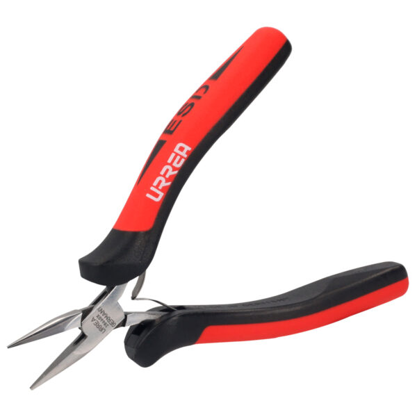 Pinza para electrónica con mango antiestático de 4-3/4" punta larga Urrea - Ferrechingón