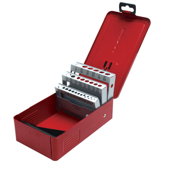 Caja metálica para 29 brocas roja 5" x 4" x 3" Urrea - Ferrechingón