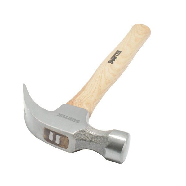 Martillo de uña curva con mango de madera de 11", 8 oz Surtek - Ferrechingón