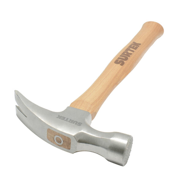Martillo de uña recta con cabeza fresada con mango de madra de 16", 24 oz Surtek - Ferrechingón