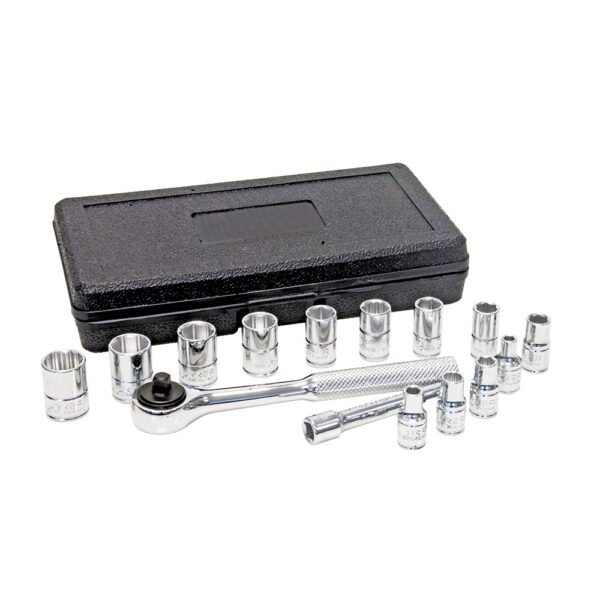 Juego de dados y accesorios cuadro de 1/4" combinado, 15 piezas Urrea - Ferrechingón