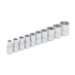 Juego de dados cuadro de 1/4", 6 puntas, en pulgadas, en riel, 10 piezas Urrea - Ferrechingón