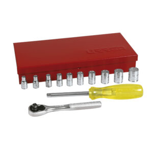 Juego de dados y accesorios cuadro de 1/4" en pulgadas, 13 piezas Urrea - Ferrechingón