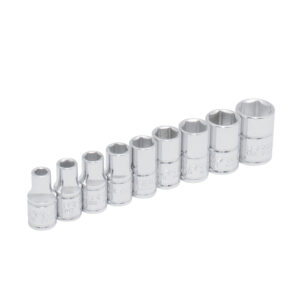 Juego de dados cuadro de 1/4", 6 puntas, en pulgadas, en riel, 9 piezas Urrea - Ferrechingón