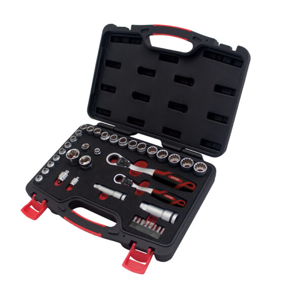 Juego de dados y accesorios cuadro de 3/8" y 1/2" Go-Through combinado, 39 piezas Urrea - Ferrechingón