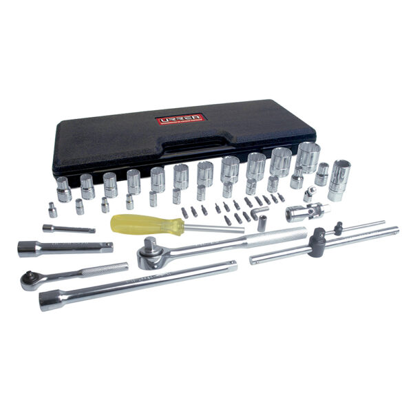 Juego de dados y accesorios cuadro de 1/4" y 1/2" en pulgadas, 50 piezas Urrea - Ferrechingón