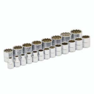 Juego de dados cuadro de 3/8", 12 puntas, métricos, 21 piezas Urrea - Ferrechingón
