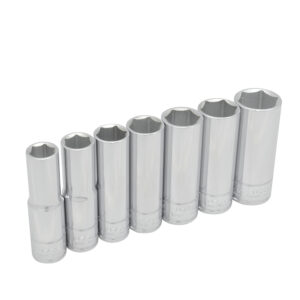 Juego de dados largos cuadro de 1/2", 6 puntas, en pulgadas, en riel, 7 piezas Urrea Juego de dados largos cuadro de 1/2", 6 puntas, en pulgadas, en riel, 7 piezas Urrea - Ferrechingón