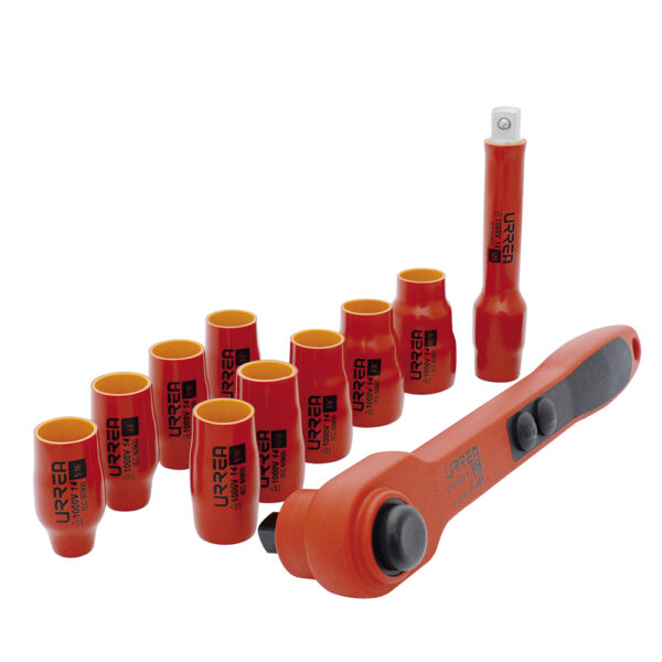 Juego de dados y accesorios cuadro de 1/2"  en pulgadas para 1000 V, 11 piezas Urrea - Ferrechingón