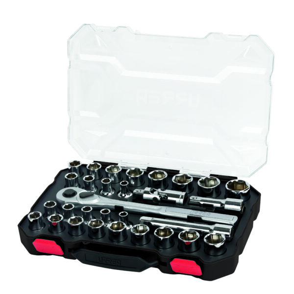 Juego de dados y accesorios cuadro de 1/2" combinado, 30 piezas Urrea Juego de dados y accesorios cuadro de 1/2" combinado, 30 piezas Urrea - Ferrechingón