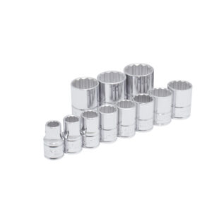 Juego de dados cuadro de 1/2", 12 puntas, en pulgadas, en riel, 11 piezas Urrea - Ferrechingón