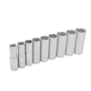 Juego de dados largos cuadro de 1/2", 6 puntas, en pulgadas, en riel, 9 piezas Urrea - Ferrechingón