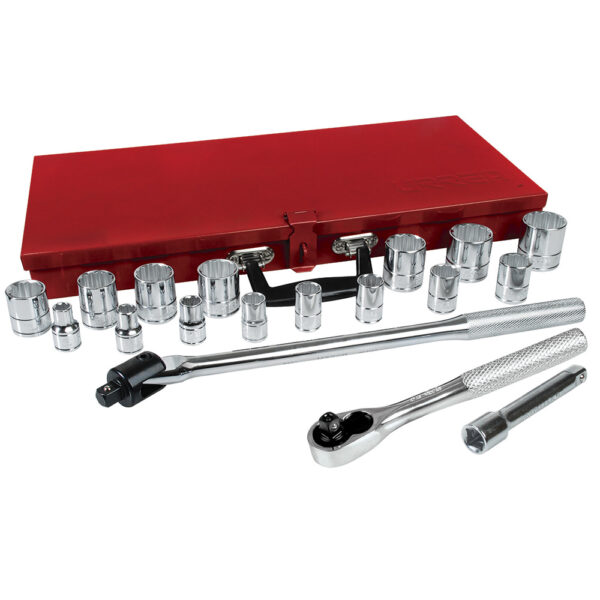 Juego de dados y accesorios cuadro de 1/2" en pulgadas, 19 piezas Urrea - Ferrechingón