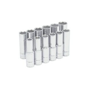 Juego de dados largos cuadro de 1/2" 6 puntas, métricos, 12 piezas Urrea Juego de dados largos cuadro de 1/2" 6 puntas, métricos, 12 piezas Urrea - Ferrechingón