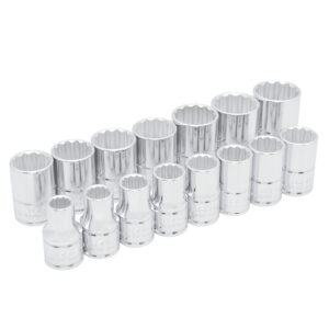 Juego de dados cuadro de 1/2", 12 puntas, métricos, 15 piezas Urrea - Ferrechingón