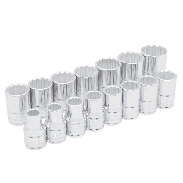 Juego de dados cuadro de 1/2", 12 puntas, métricos, 15 piezas Urrea - Ferrechingón