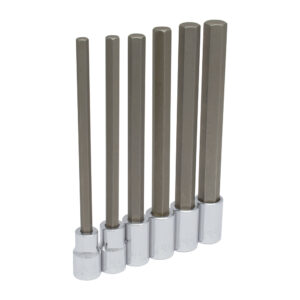 Juego de dados con punta hexagonal extra larga cuadro de 1/2", en pulgadas, 6 piezas Urrea Juego de dados con punta hexagonal extra larga cuadro de 1/2", en pulgadas, 6 piezas Urrea - Ferrechingón