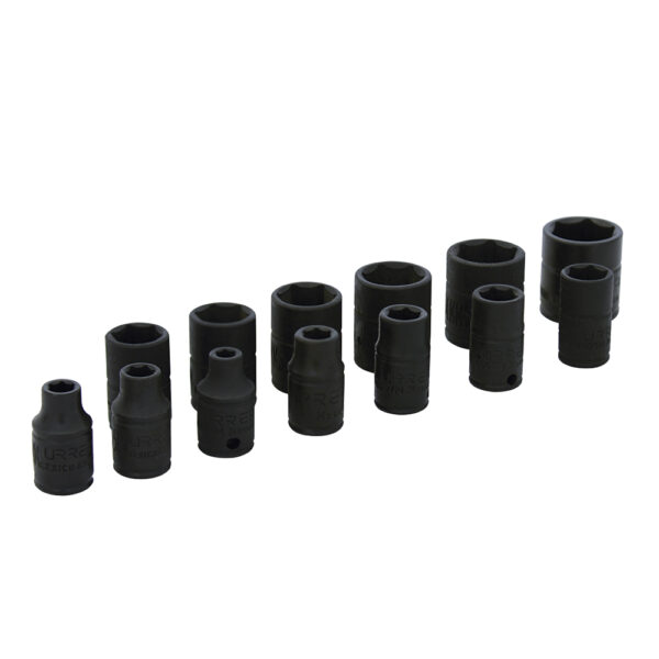 Juego de dados de impacto cuadro de 1/4", métricos, 6 puntas, 13 piezas Urrea - Ferrechingón