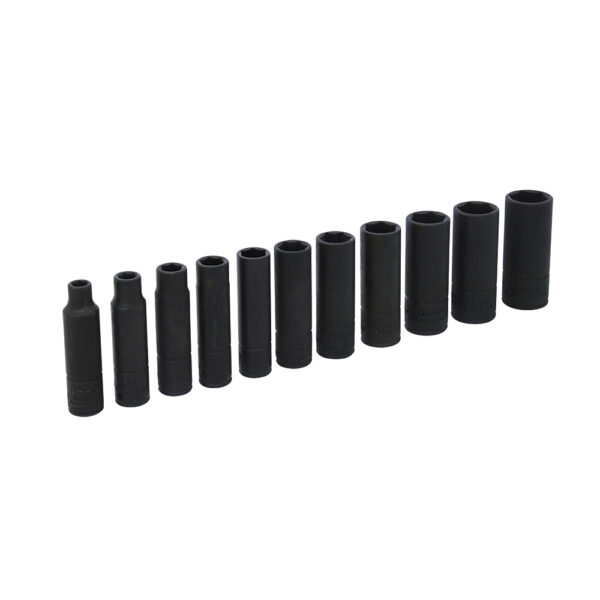 Juego de dados largos de impacto cuadro de 1/4", 6 puntas, métricos, 11 piezas Urrea - Ferrechingón